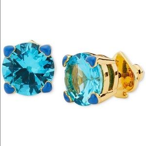 Kate Spade Gold-Tone 4-Heart Prong Blue Crystal Stud Earrings